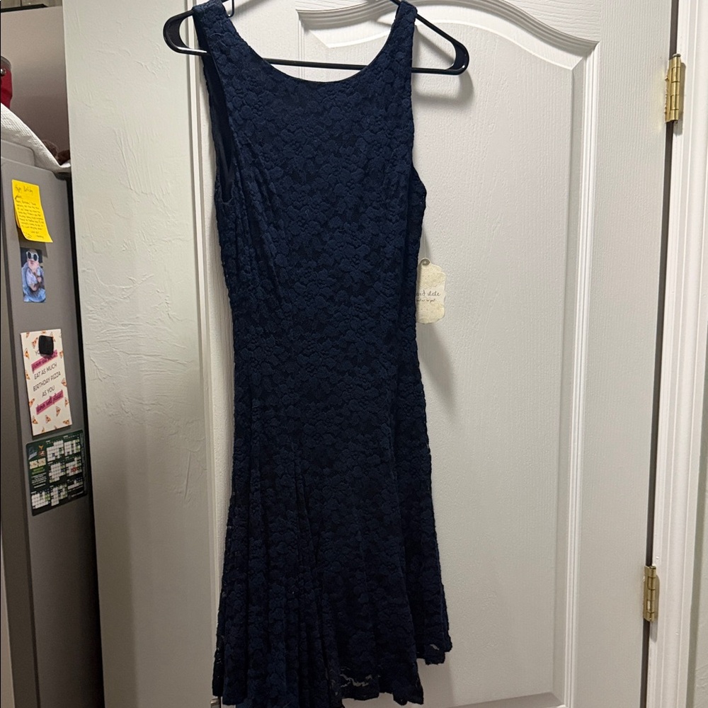 Altar'd State Midnight Blue Lace Midi Dress